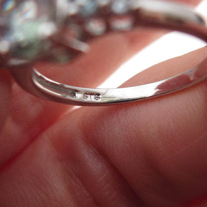 Chuck Clemency 925 Sterling Silver Real Iolite & White Topaz Ring Size 8