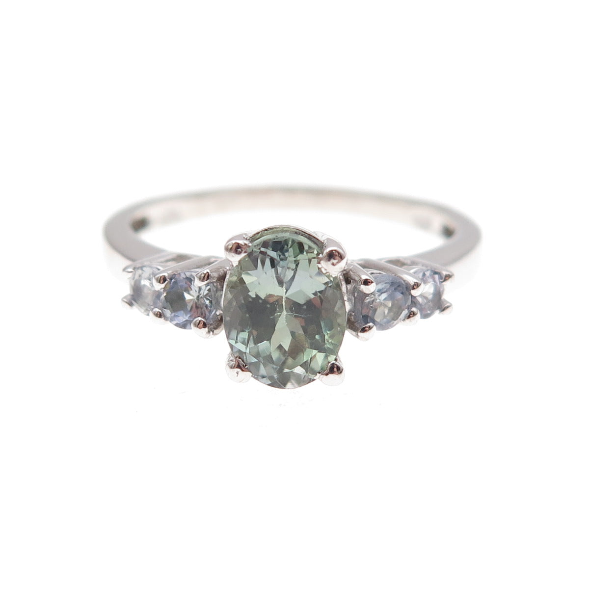 Chuck Clemency 925 Sterling Silver Real Iolite & White Topaz Ring Size 8