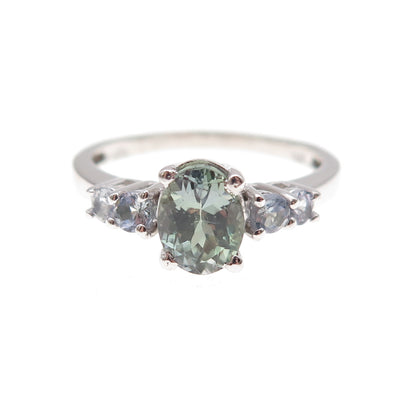 Chuck Clemency 925 Sterling Silver Real Iolite & White Topaz Ring Size 8