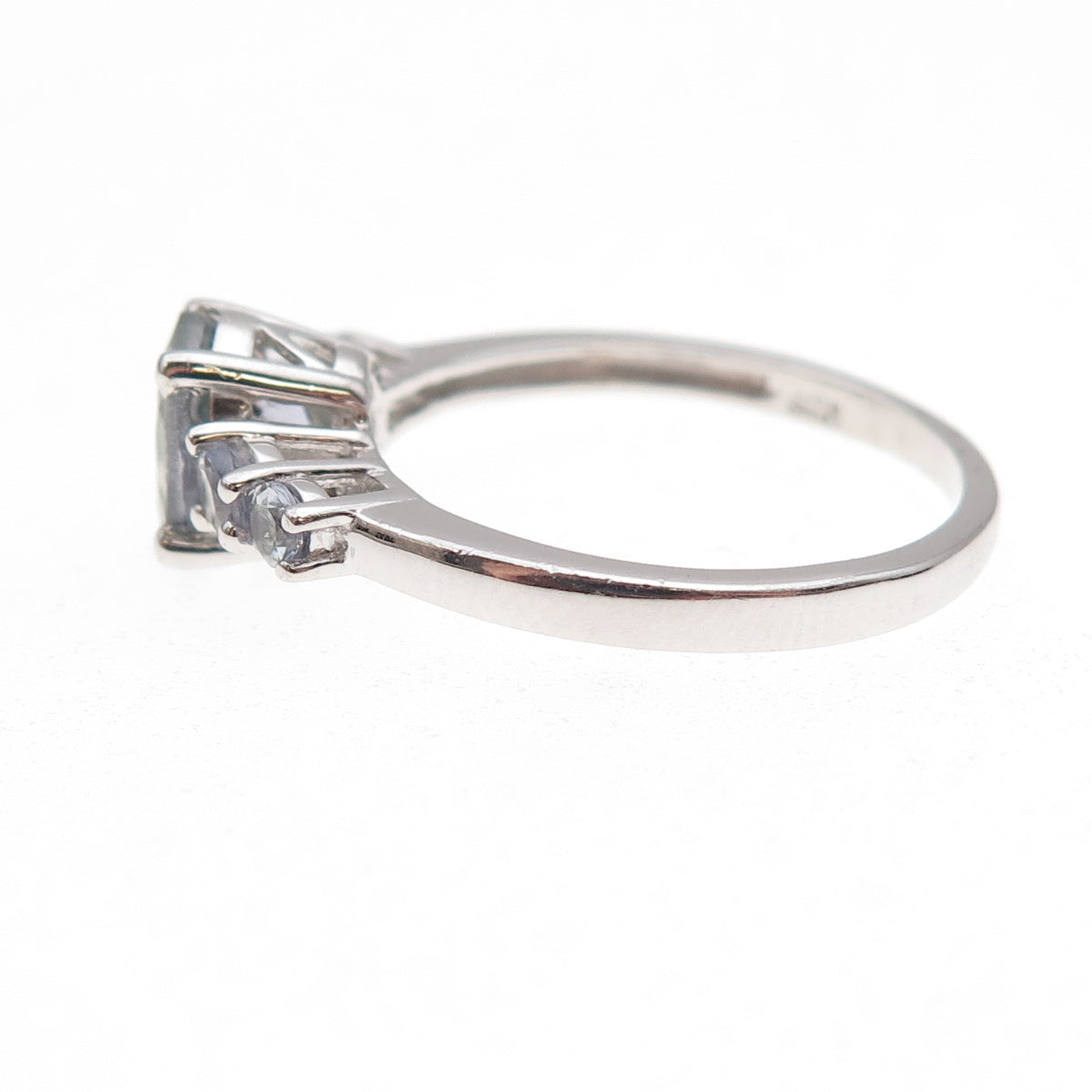 Chuck Clemency 925 Sterling Silver Real Iolite & White Topaz Ring Size 8
