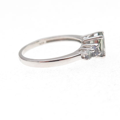 Chuck Clemency 925 Sterling Silver Real Iolite & White Topaz Ring Size 8