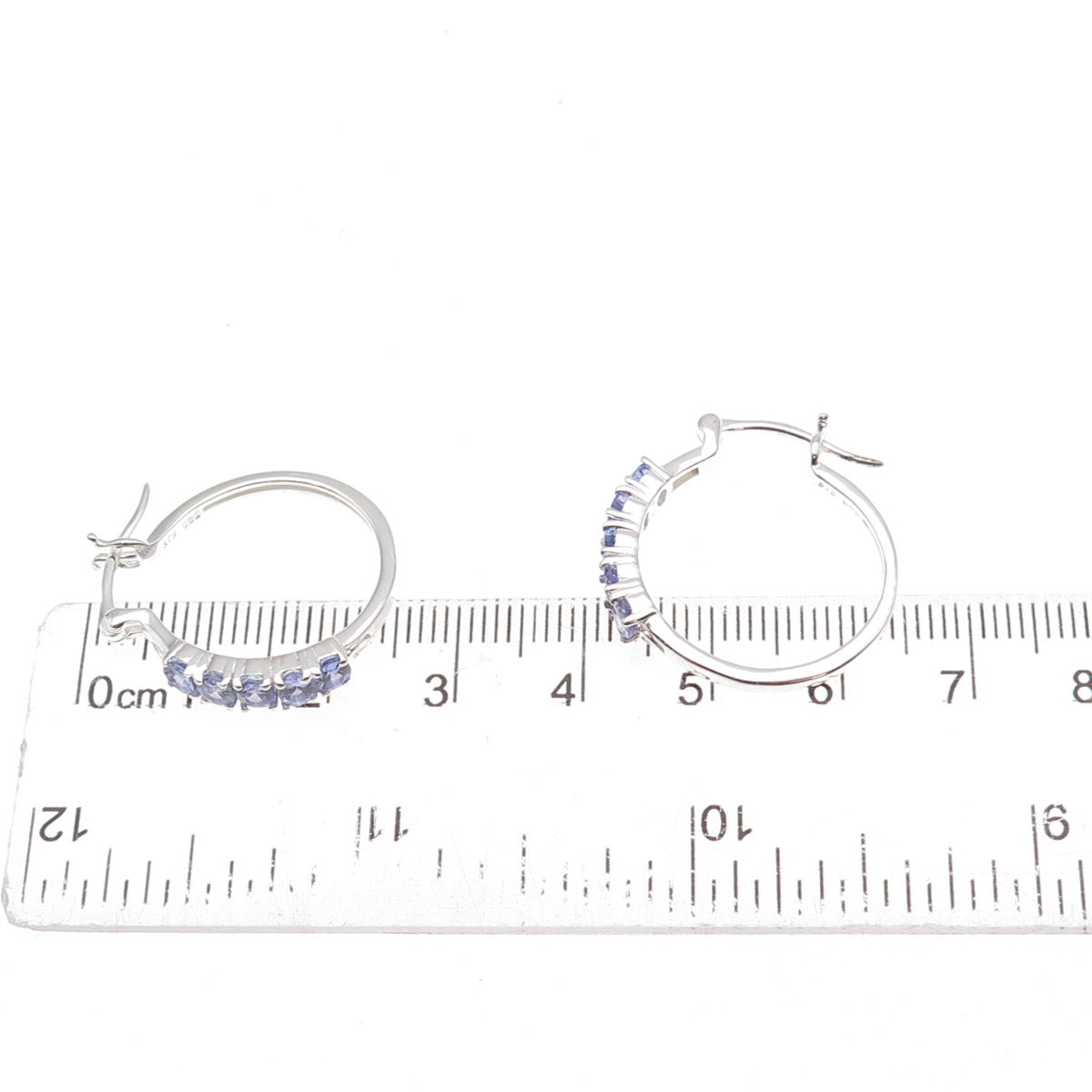 Chuck Clemency 925 Sterling Silver Real Oval-Cut Tanzanite Hoop Earrings