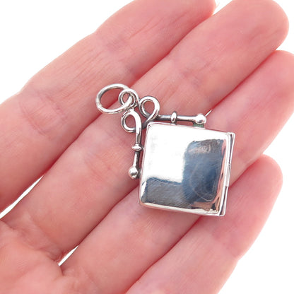 Reo 925 Sterling Silver Vintage Real Red Garnet Heart Locket Charm Pendant