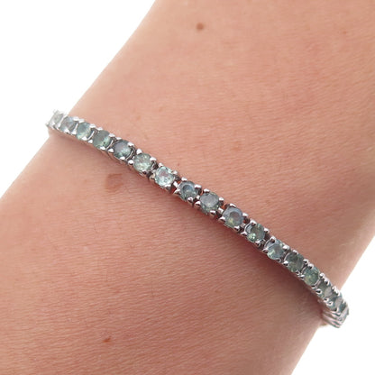 Chuck Clemency 925 Sterling Silver Real Peacock Sapphire Bracelet 7.5"