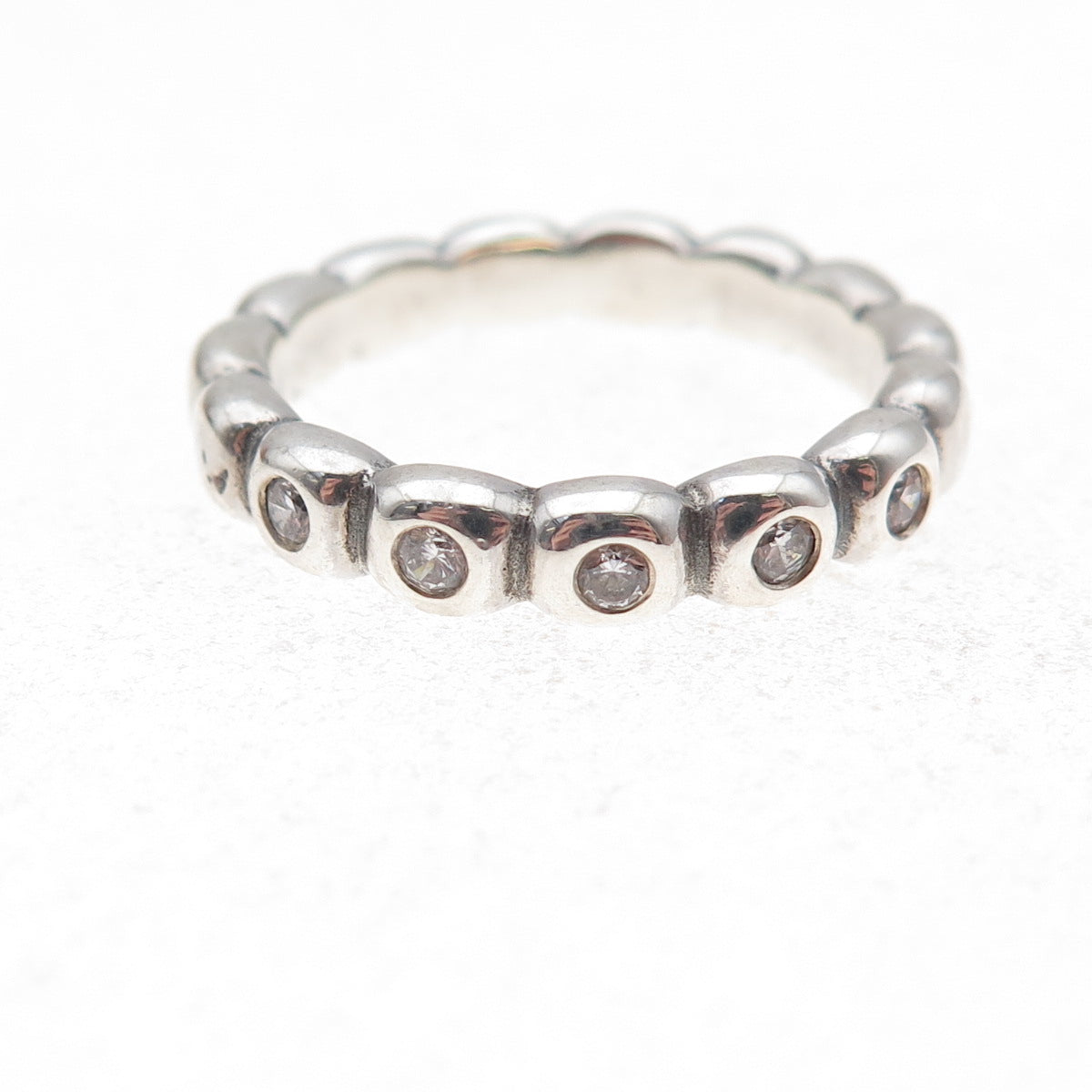 Pandora 925 Sterling Silver Round-Cut C Z Hope / Ice Band Ring Size 8