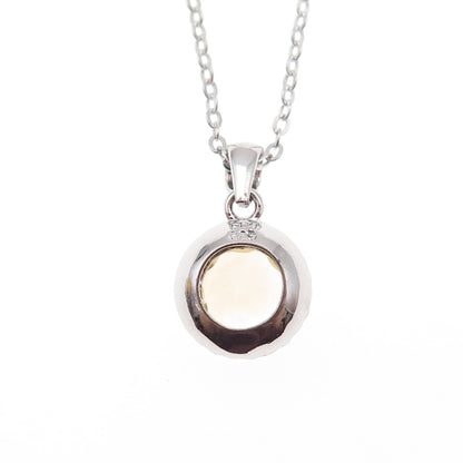 Dee Berkle 925 Sterling Silver Real Diamond Accent & Citrine Chain Necklace 18"