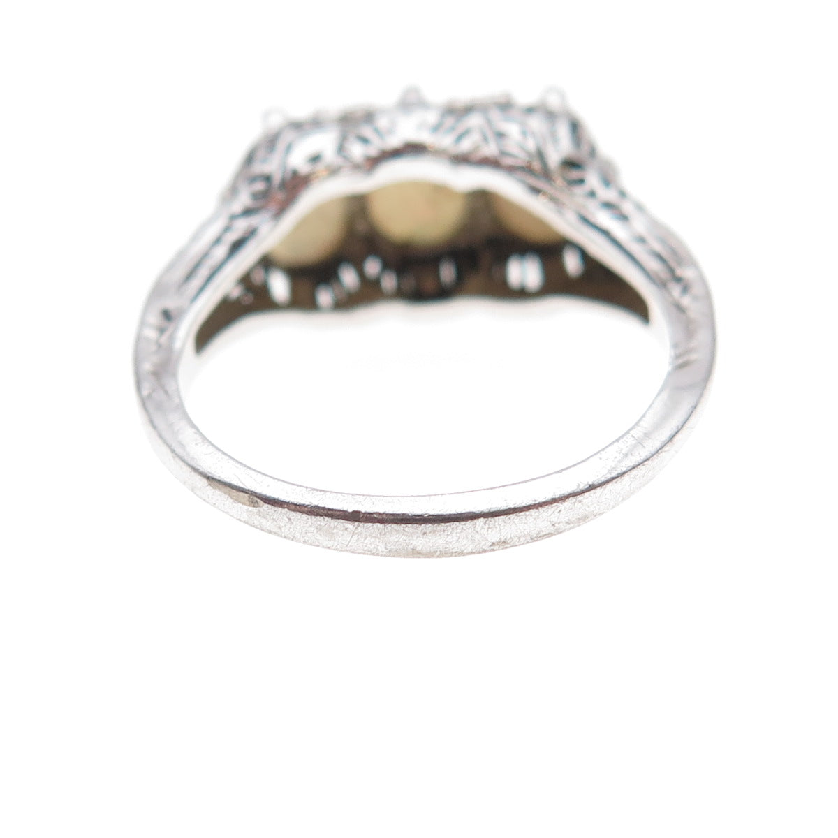 925 Sterling Silver Vintage Real Oval-Cut Opal Ring Size 8.25