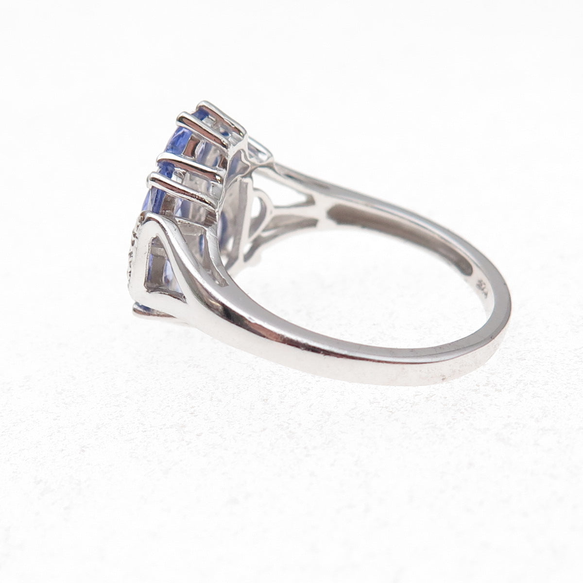 Chuck Clemency 925 Sterling Silver Real Oval-Cut Tanzanite Cluster Ring Size 8