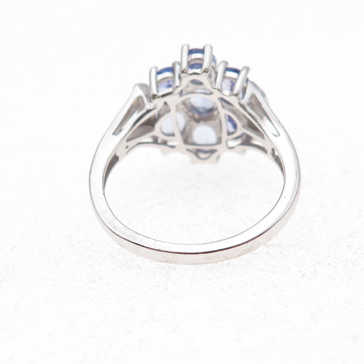 Chuck Clemency 925 Sterling Silver Real Oval-Cut Tanzanite Cluster Ring Size 8