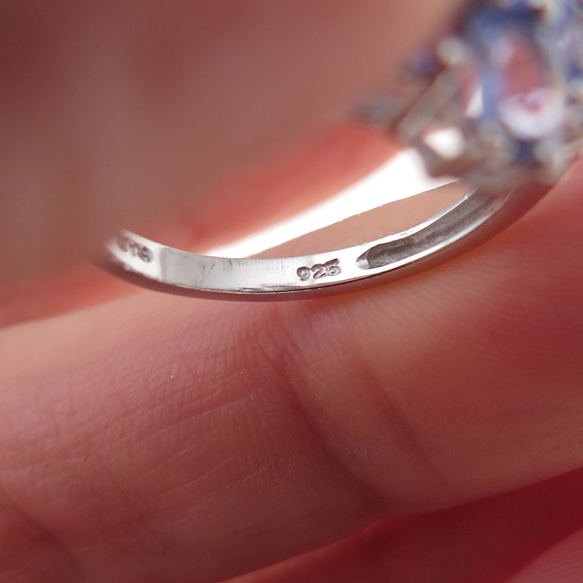 Chuck Clemency 925 Sterling Silver Real Oval-Cut Tanzanite Cluster Ring Size 8