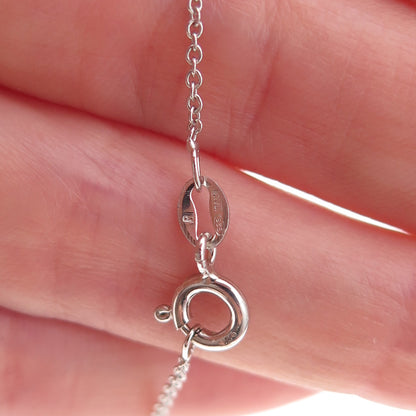925 Sterling Silver 2-Tone Real Diamond Twisted Knot Heart Chain Necklace 18"