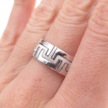 Neos 925 Sterling Silver Puzzle Band Ring Size 8.25