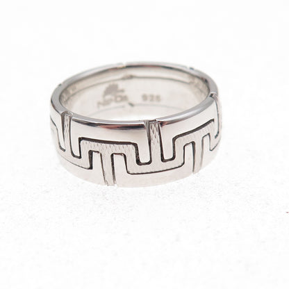 Neos 925 Sterling Silver Puzzle Band Ring Size 8.25