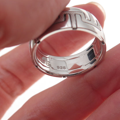 Neos 925 Sterling Silver Puzzle Band Ring Size 8.25