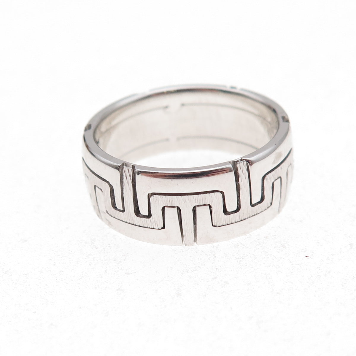 Neos 925 Sterling Silver Puzzle Band Ring Size 8.25