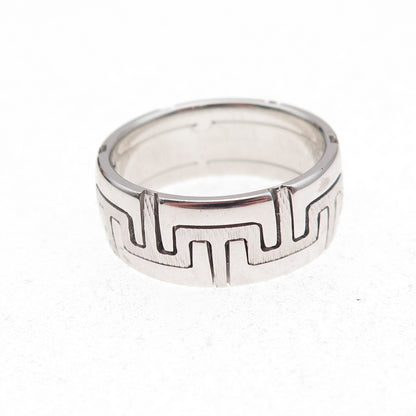Neos 925 Sterling Silver Puzzle Band Ring Size 8.25
