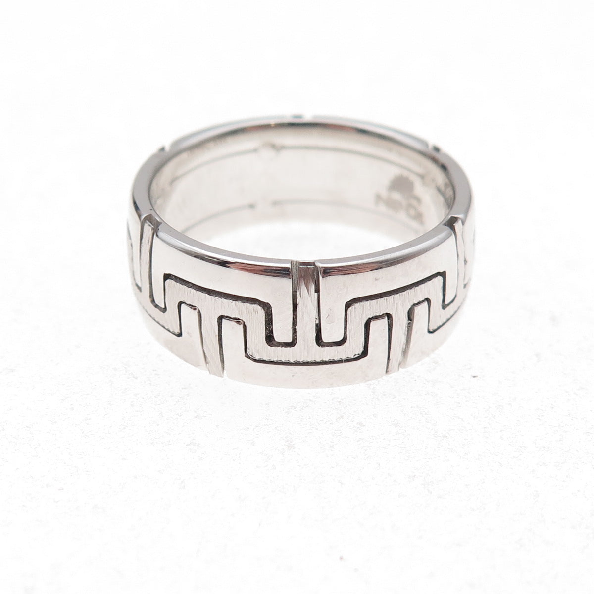 Neos 925 Sterling Silver Puzzle Band Ring Size 8.25