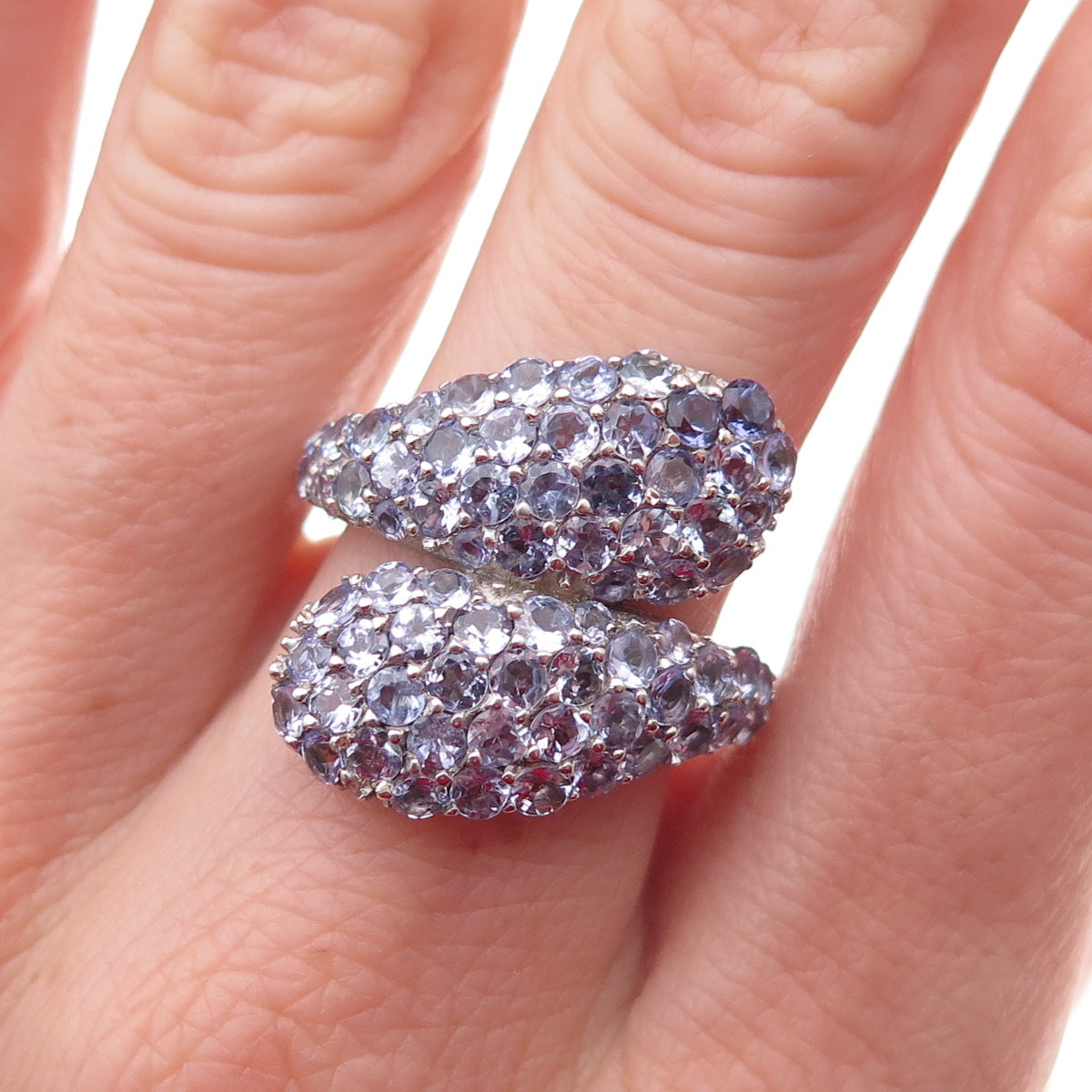 Chuck Clemency 925 Sterling Silver Real Round-Cut Tanzanite Ring Size 7.75