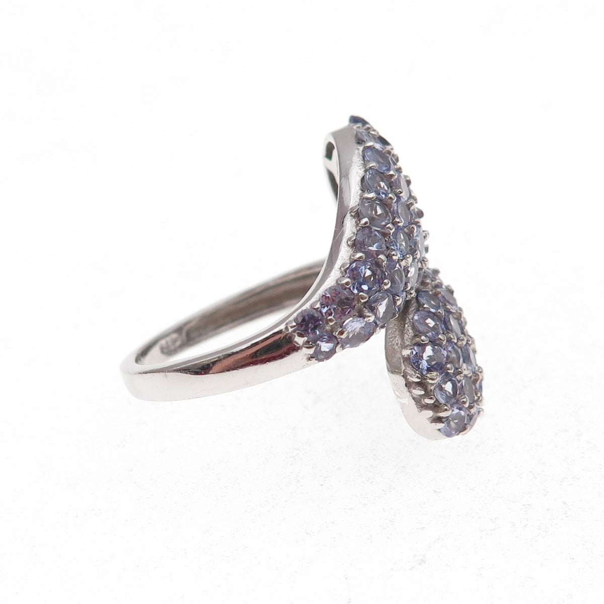 Chuck Clemency 925 Sterling Silver Real Round-Cut Tanzanite Ring Size 7.75