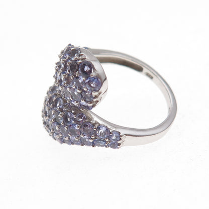 Chuck Clemency 925 Sterling Silver Real Round-Cut Tanzanite Ring Size 7.75