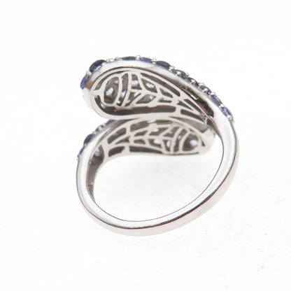 Chuck Clemency 925 Sterling Silver Real Round-Cut Tanzanite Ring Size 7.75