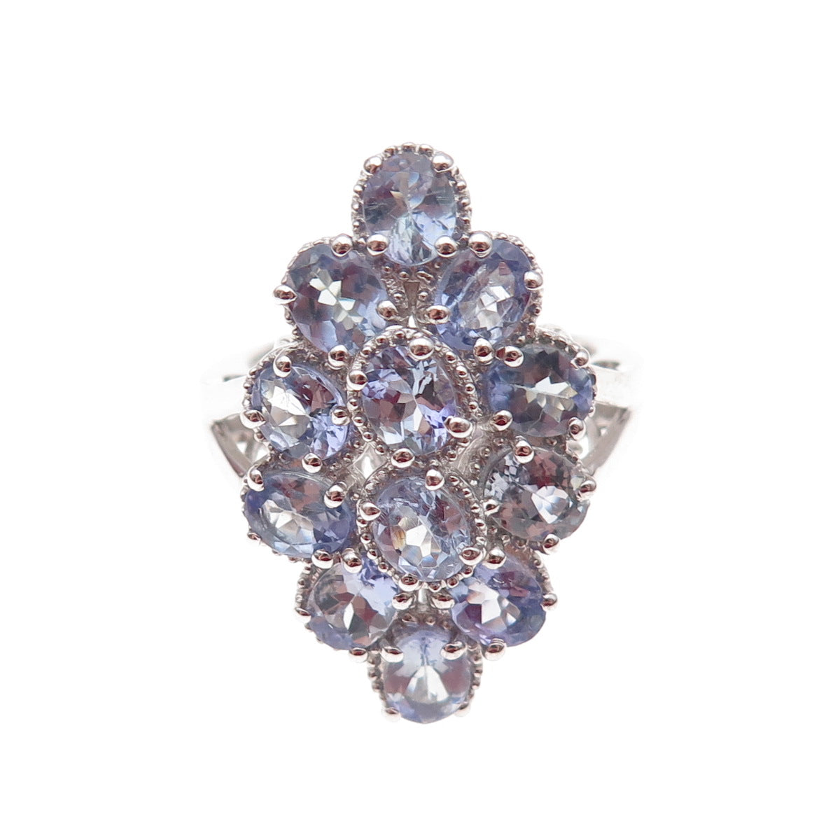 Chuck Clemency 925 Sterling Silver Real Oval-Cut Tanzanite Ring Size 8.25