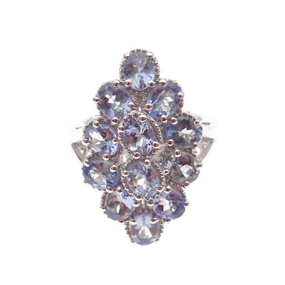 Chuck Clemency 925 Sterling Silver Real Oval-Cut Tanzanite Ring Size 8.25