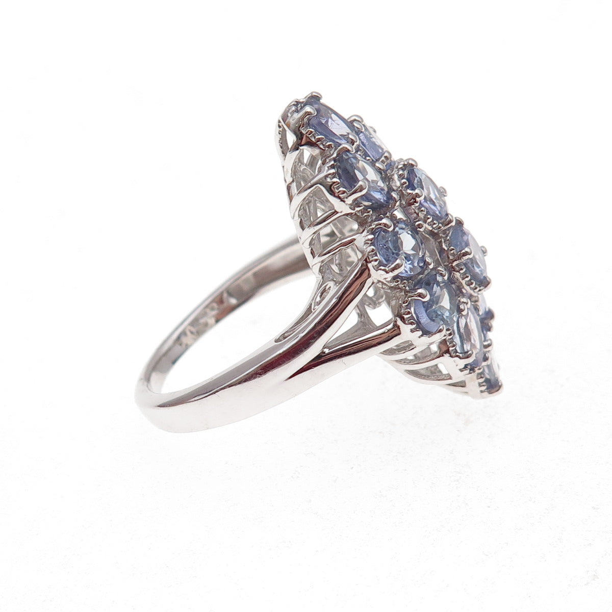 Chuck Clemency 925 Sterling Silver Real Oval-Cut Tanzanite Ring Size 8.25