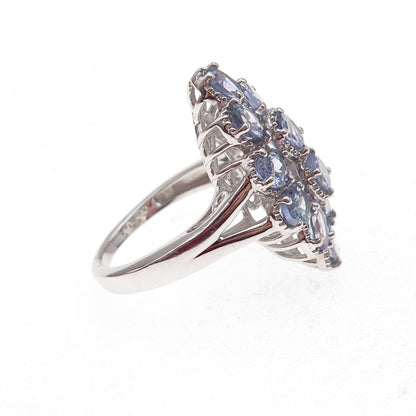 Chuck Clemency 925 Sterling Silver Real Oval-Cut Tanzanite Ring Size 8.25