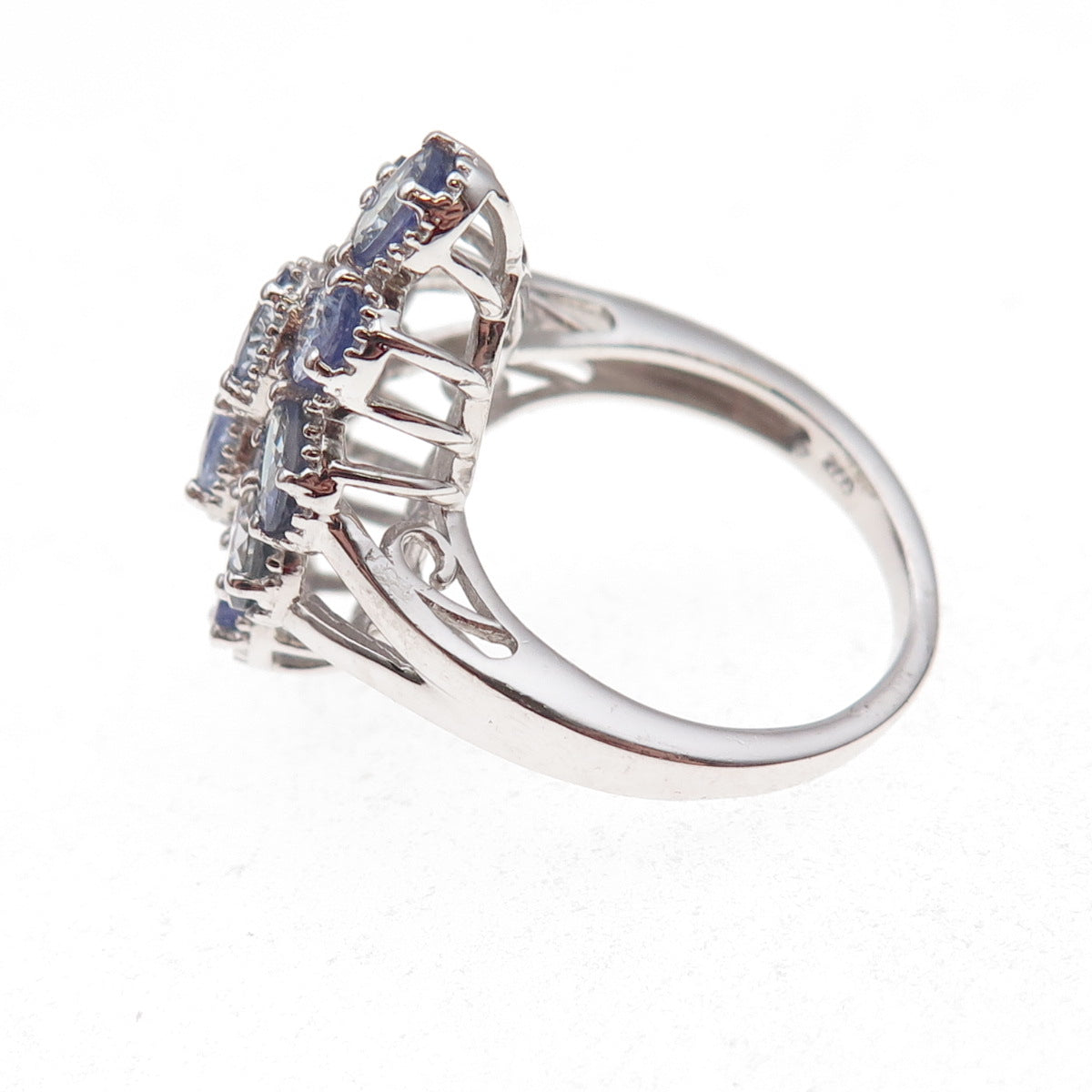 Chuck Clemency 925 Sterling Silver Real Oval-Cut Tanzanite Ring Size 8.25