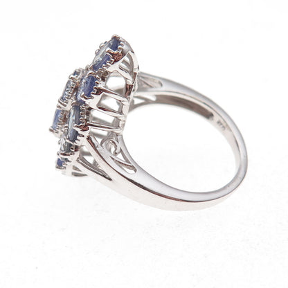 Chuck Clemency 925 Sterling Silver Real Oval-Cut Tanzanite Ring Size 8.25