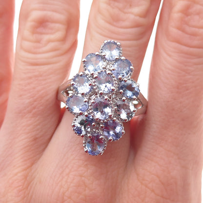 Chuck Clemency 925 Sterling Silver Real Oval-Cut Tanzanite Ring Size 8.25