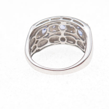 Chuck Clemency 925 Sterling Silver Real Oval & Round-Cut Tanzanite Ring Size 7