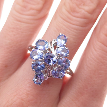 Chuck Clemency 925 Sterling Silver Real Oval-Cut Tanzanite Ring Size 8.25