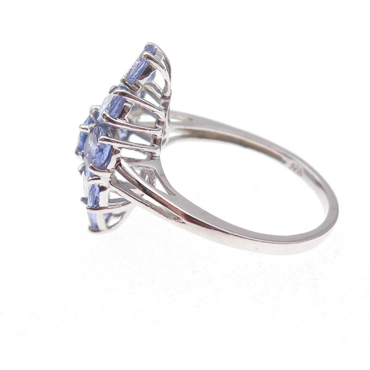 Chuck Clemency 925 Sterling Silver Real Oval-Cut Tanzanite Ring Size 8.25