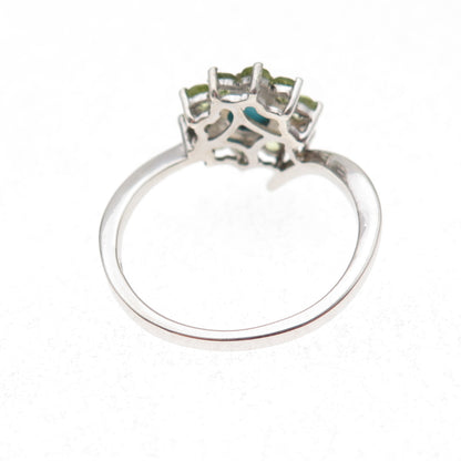 Chuck Clemency Sterling Silver Real Turquoise & Peridot Floral Ring Size 8.25