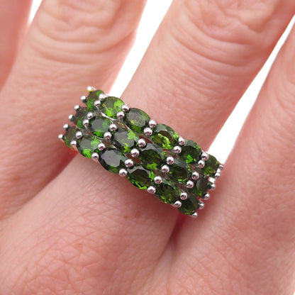 Chuck Clemency 925 Sterling Silver Real Oval-Cut Peridot Ring Size 8