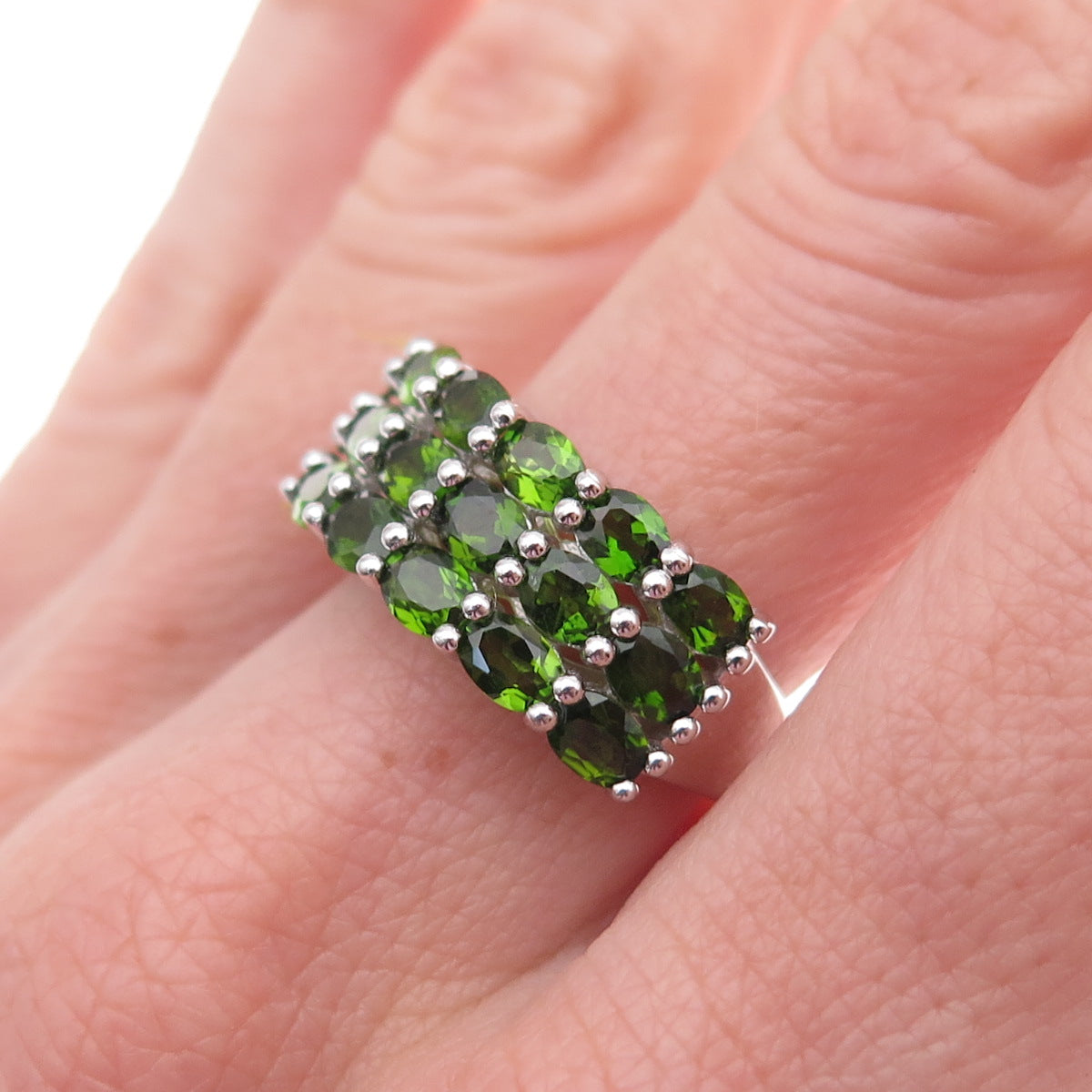 Chuck Clemency 925 Sterling Silver Real Oval-Cut Peridot Ring Size 8