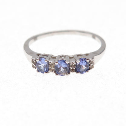 Chuck Clemency 925 Sterling Silver Real Tanzanite & White Topaz Ring Size 8