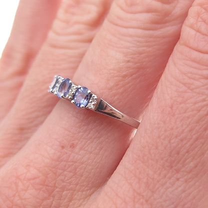 Chuck Clemency 925 Sterling Silver Real Tanzanite & White Topaz Ring Size 8