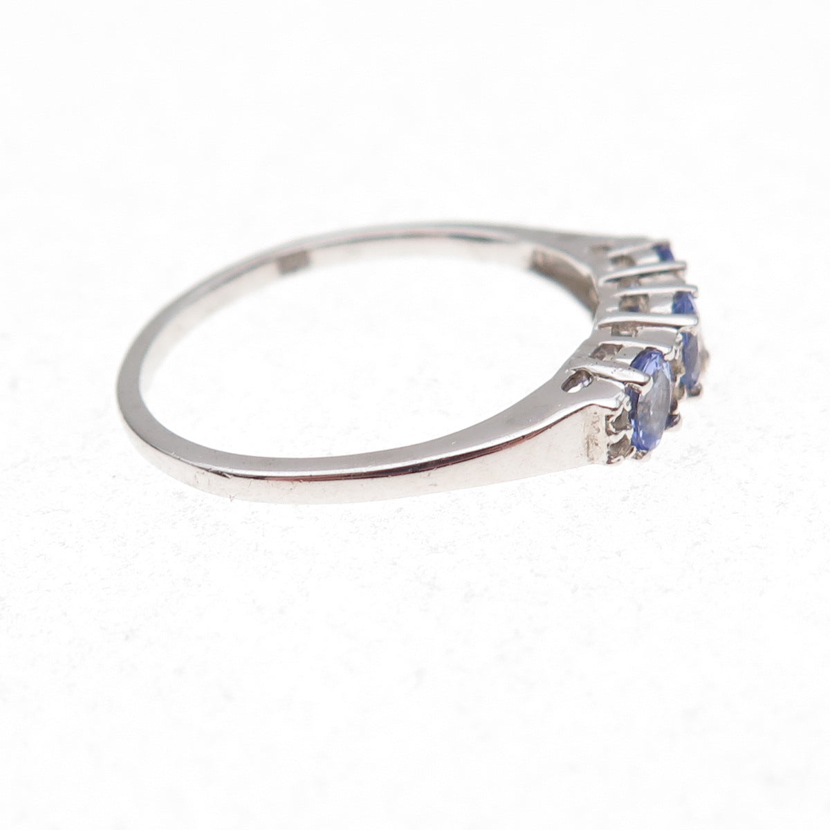 Chuck Clemency 925 Sterling Silver Real Tanzanite & White Topaz Ring Size 8