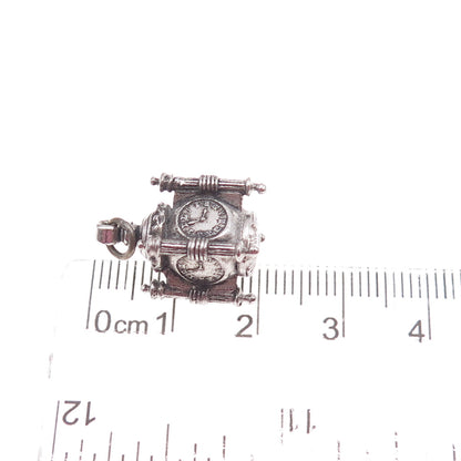Kinney 925 Sterling Silver Antique Art Deco Marshall Field's Clock Charm Pendant