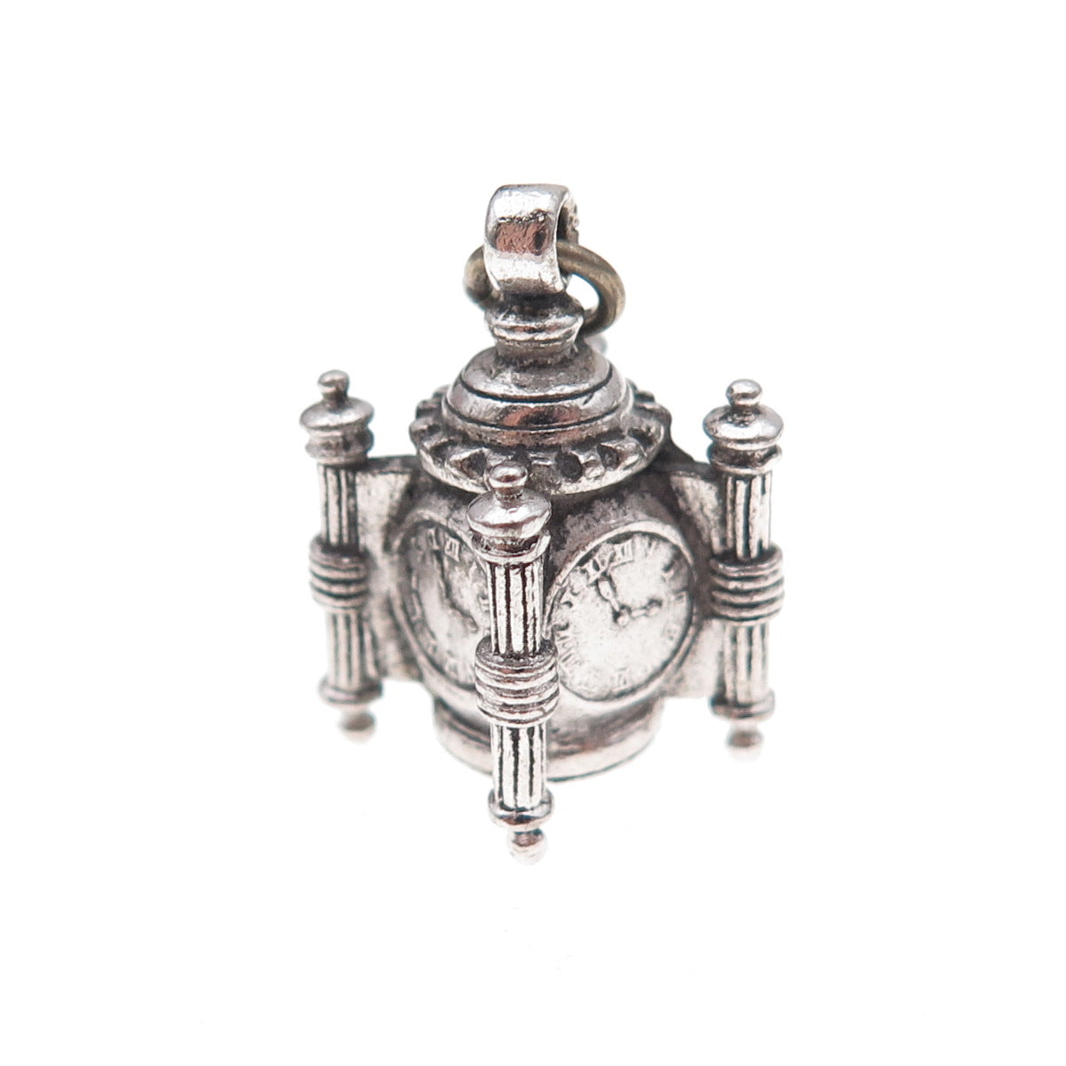 Kinney 925 Sterling Silver Antique Art Deco Marshall Field's Clock Charm Pendant