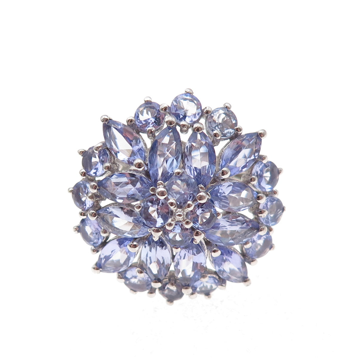 Chuck Clemency 925 Sterling Silver Real Multi-Cut Tanzanite Ring Size 7.75