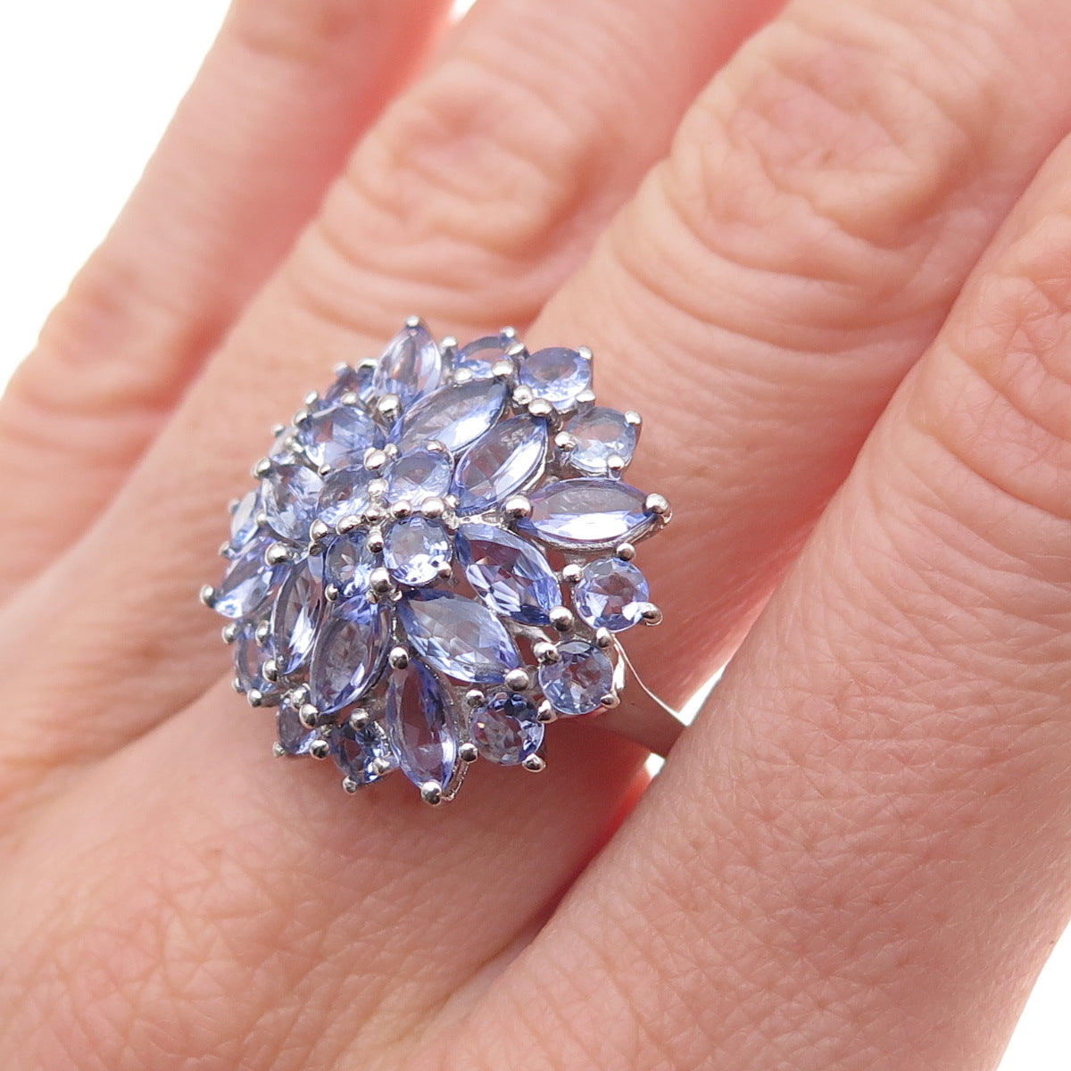 Chuck Clemency 925 Sterling Silver Real Multi-Cut Tanzanite Ring Size 7.75