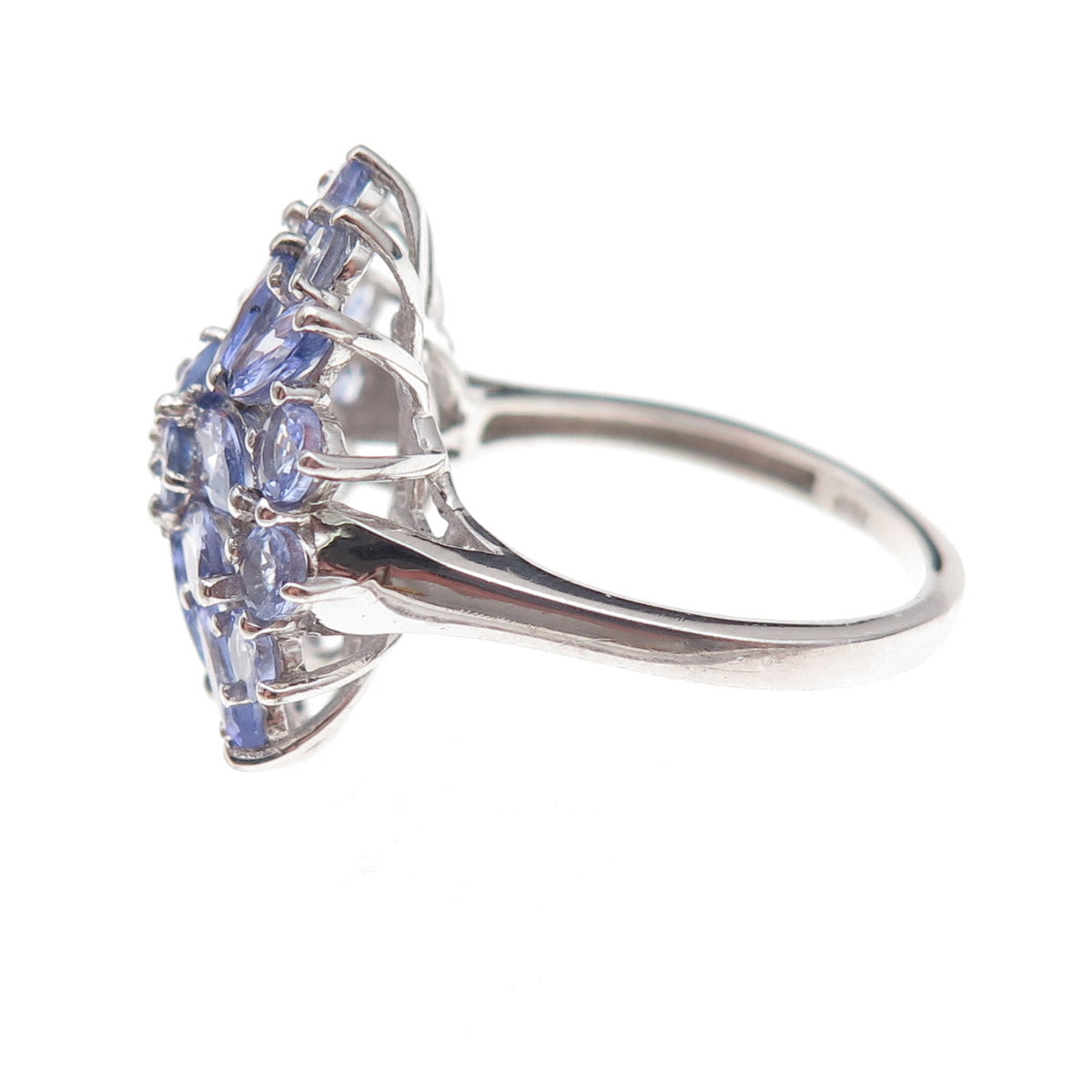 Chuck Clemency 925 Sterling Silver Real Multi-Cut Tanzanite Ring Size 7.75