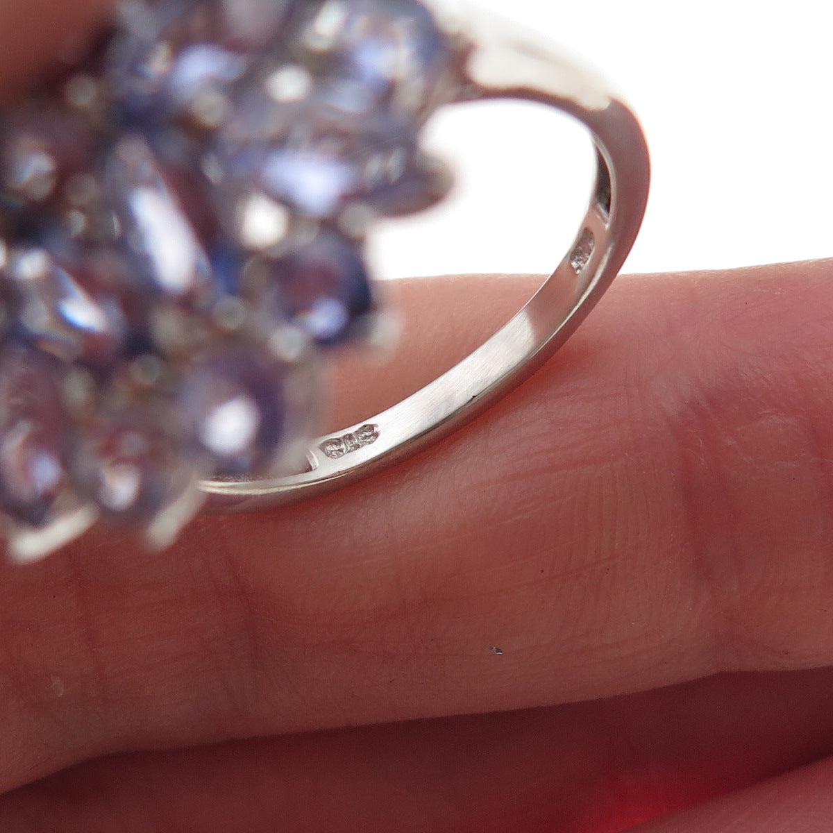 Chuck Clemency 925 Sterling Silver Real Multi-Cut Tanzanite Ring Size 7.75