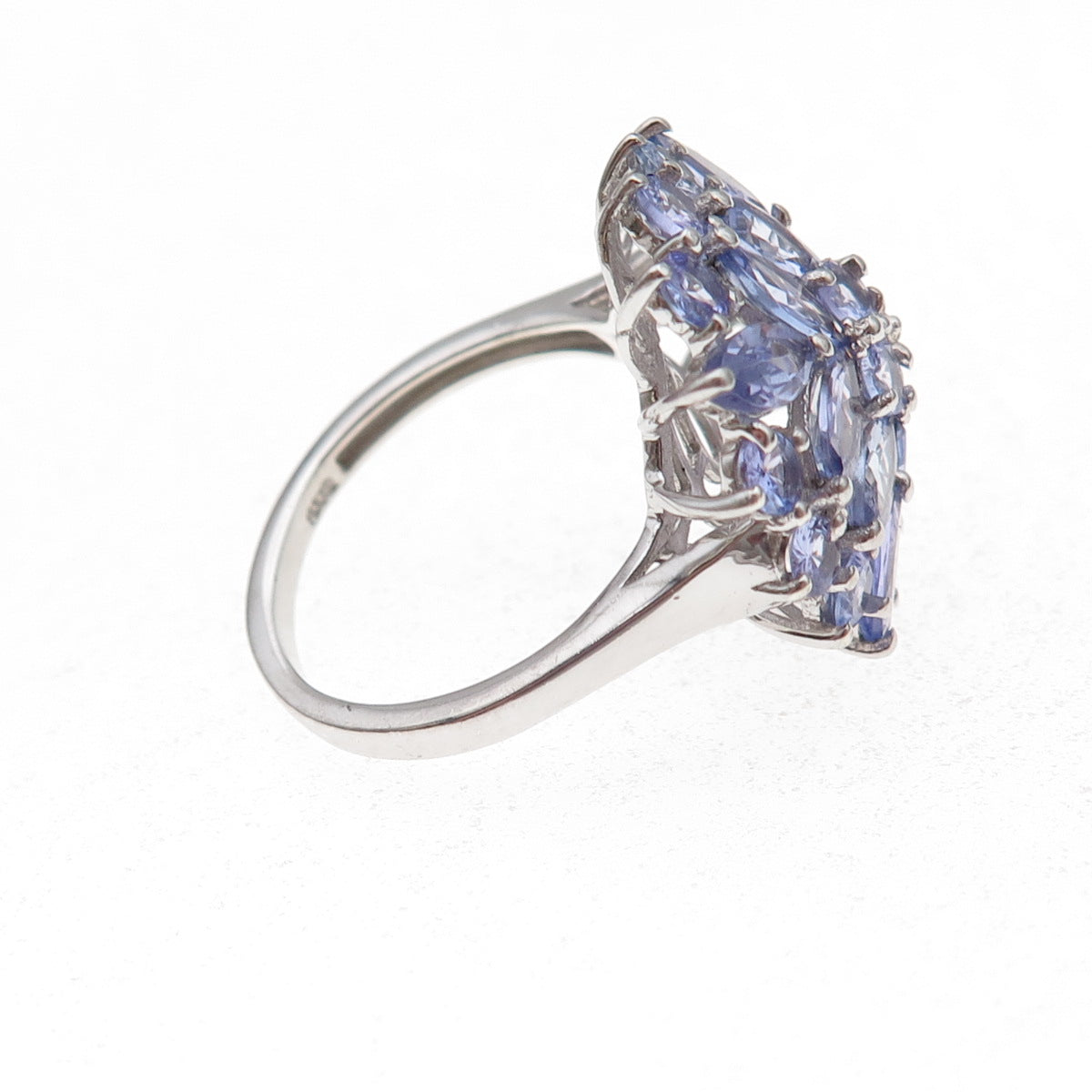 Chuck Clemency 925 Sterling Silver Real Multi-Cut Tanzanite Ring Size 7.75