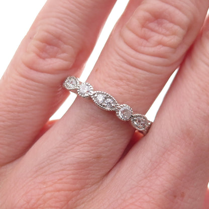 925 Sterling Silver Round-Cut C Z Band Ring Size 6
