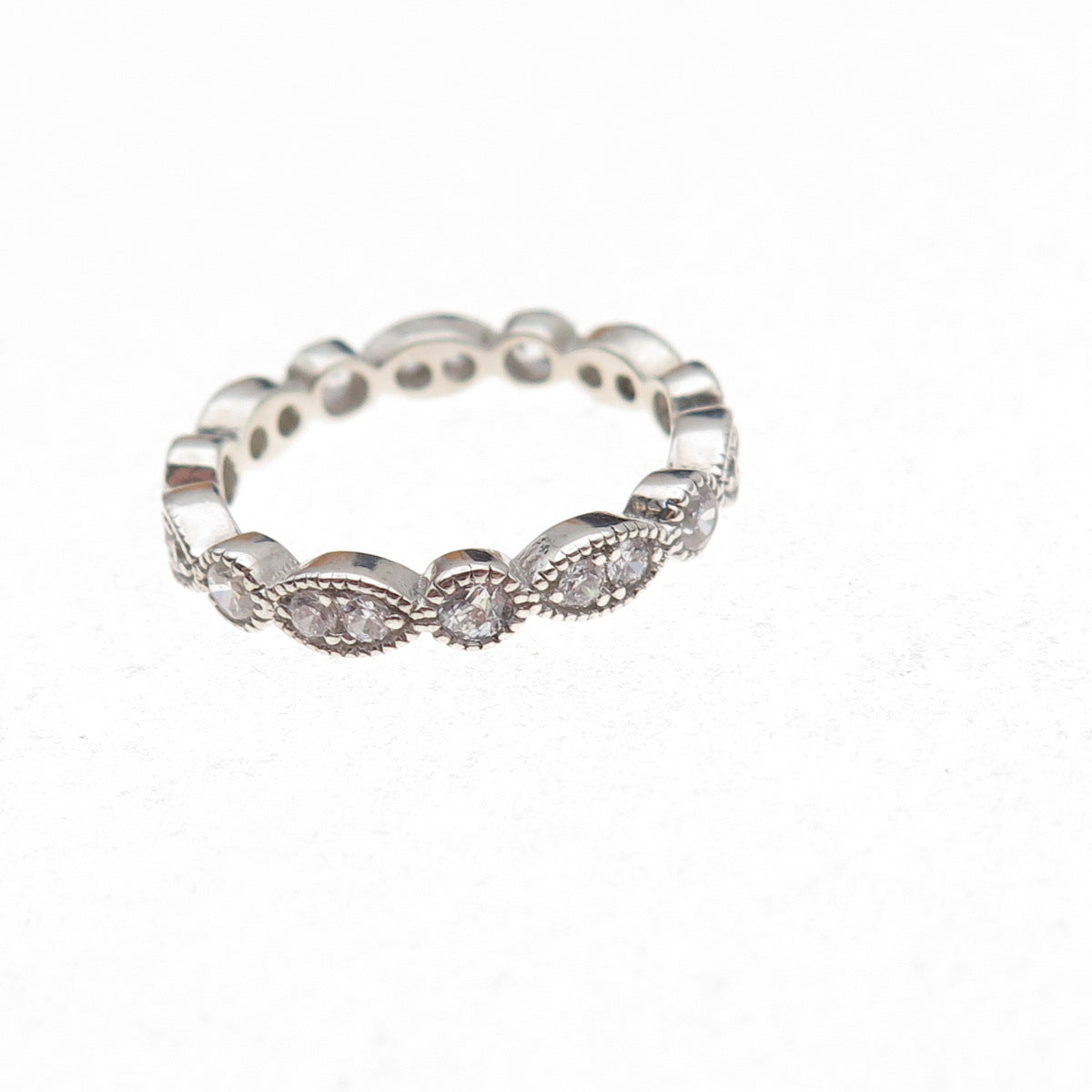 925 Sterling Silver Round-Cut C Z Band Ring Size 6